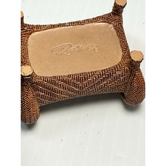 Vtg TAKE A SEAT Wicker Chair w/Ottoman - Raine Willetts Miniatures Dollhouse - Picture 6 of 7